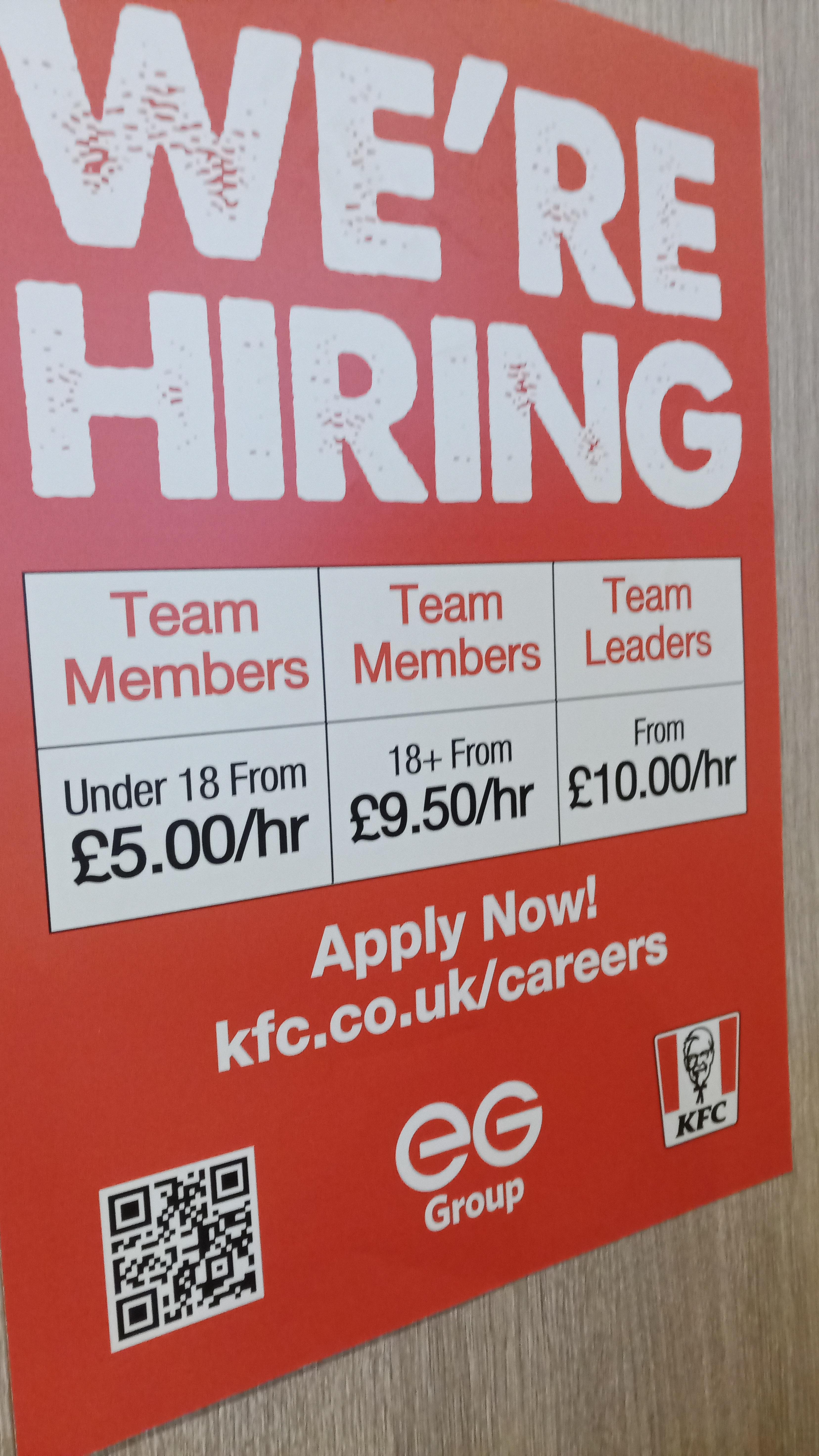 kfc hourly pay 16 year old