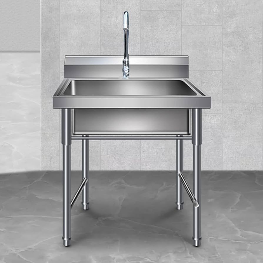 free standing stainless steel sink