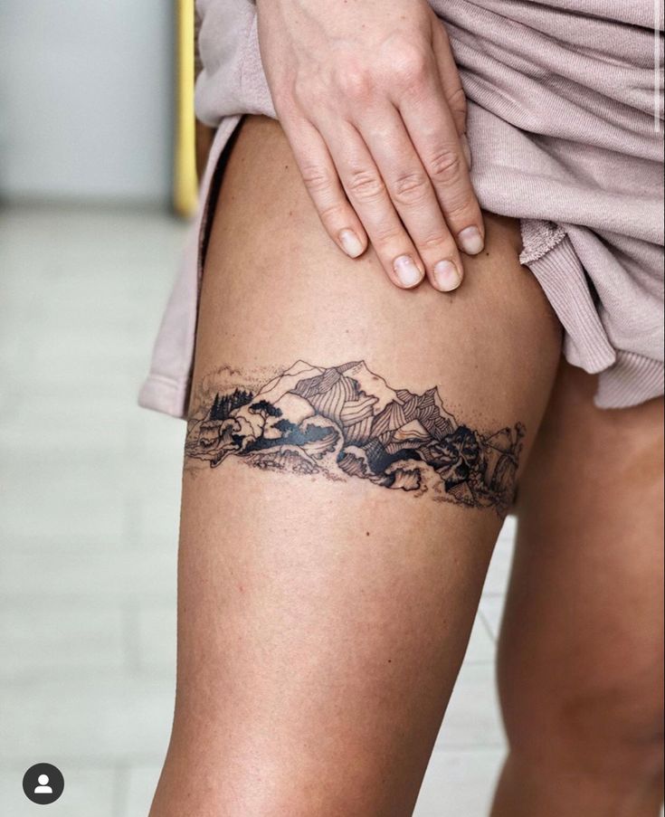 classy thigh band tattoos for females