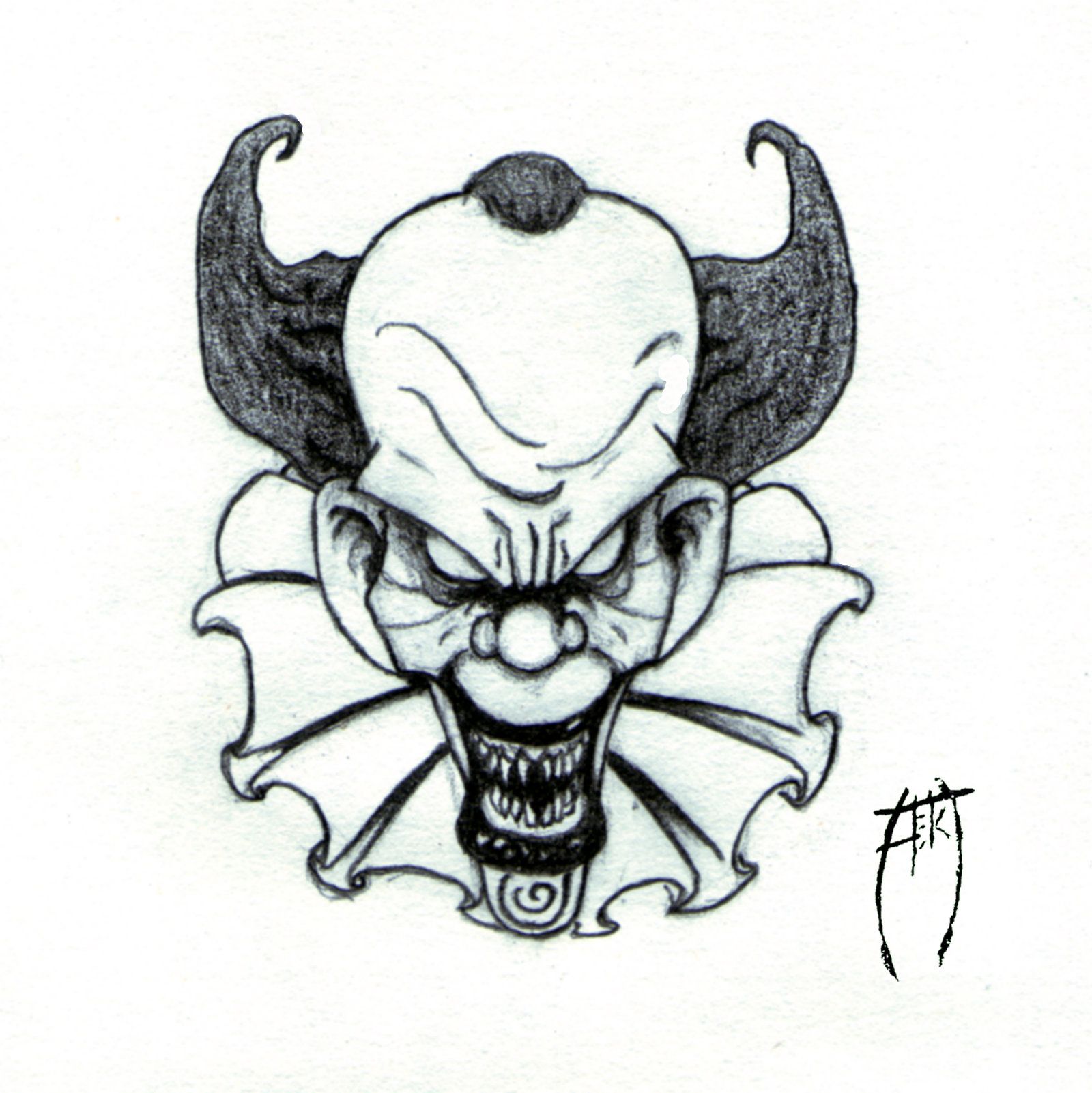 drawings of evil clowns