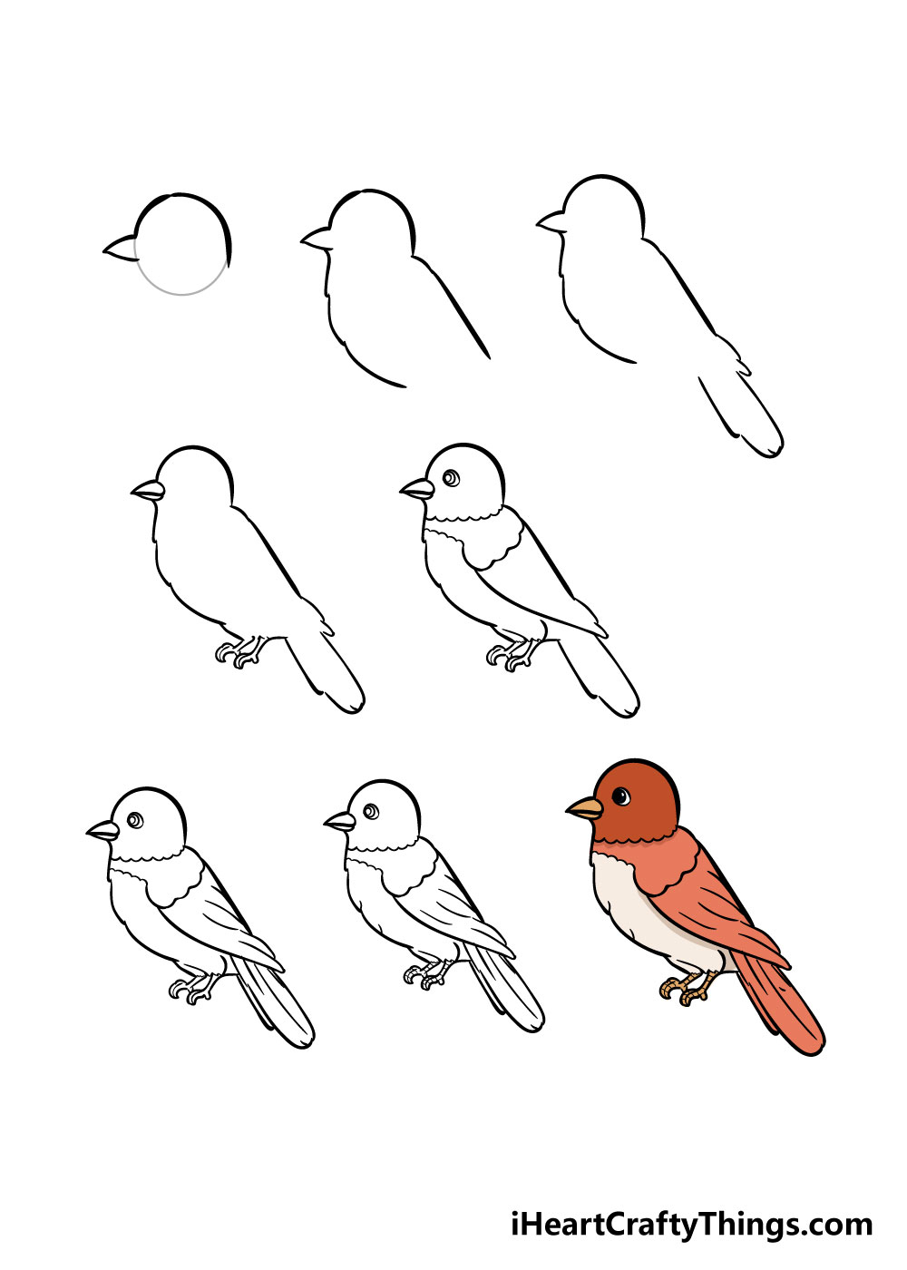 how to draw a simple bird