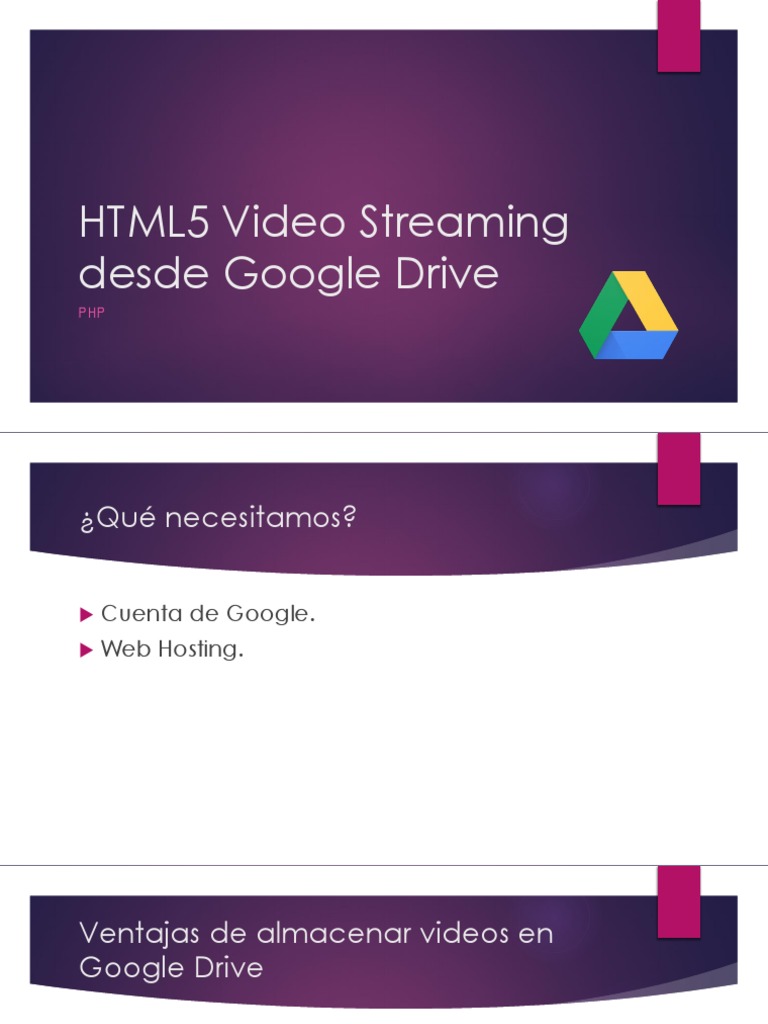 html5 video streaming from google drive