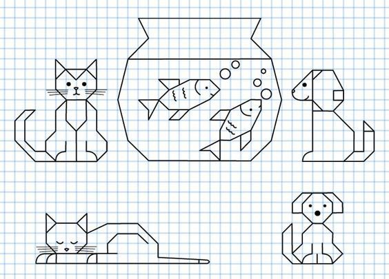 dibujo de gato en cuadricula