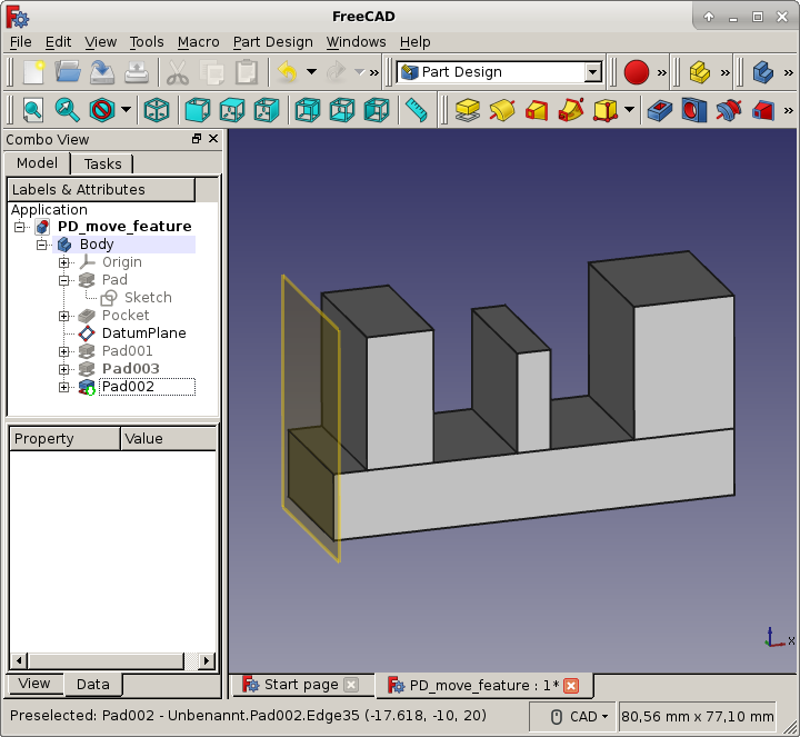 freecad move object with mouse