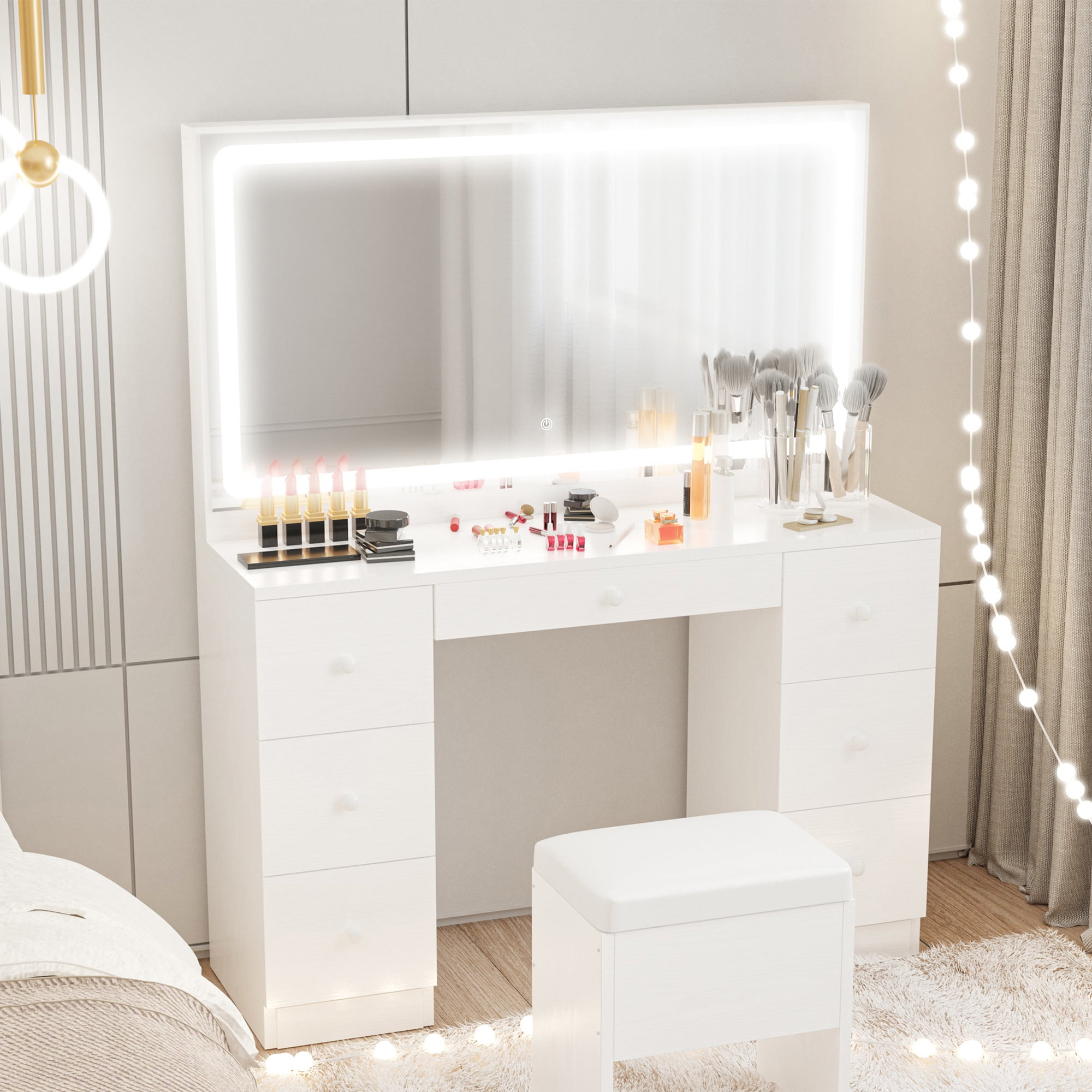 vanity desk with mirror