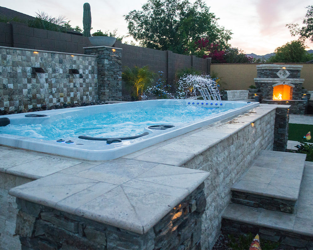 swim spa backyard designs