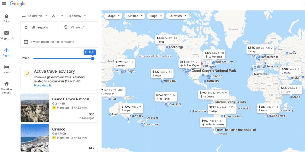 google flights anywhere