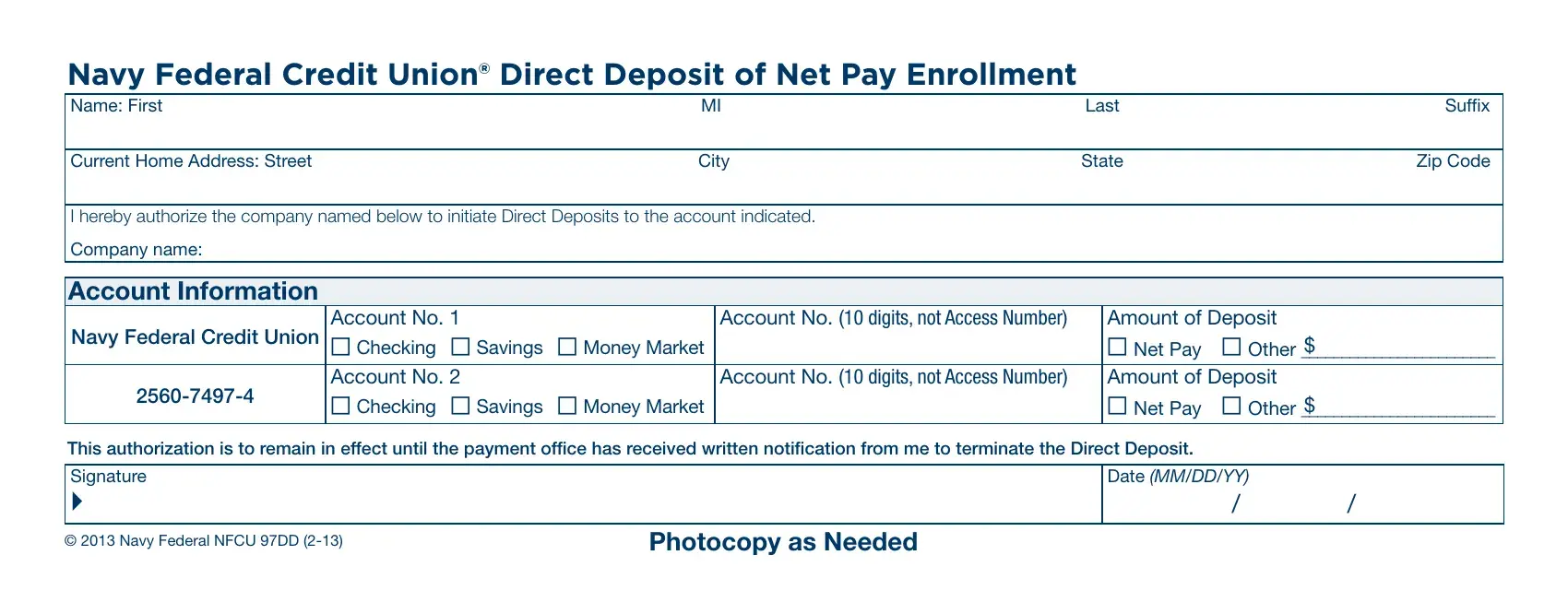 voided check for direct deposit navy federal