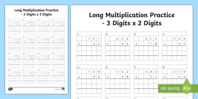 column multiplication worksheets