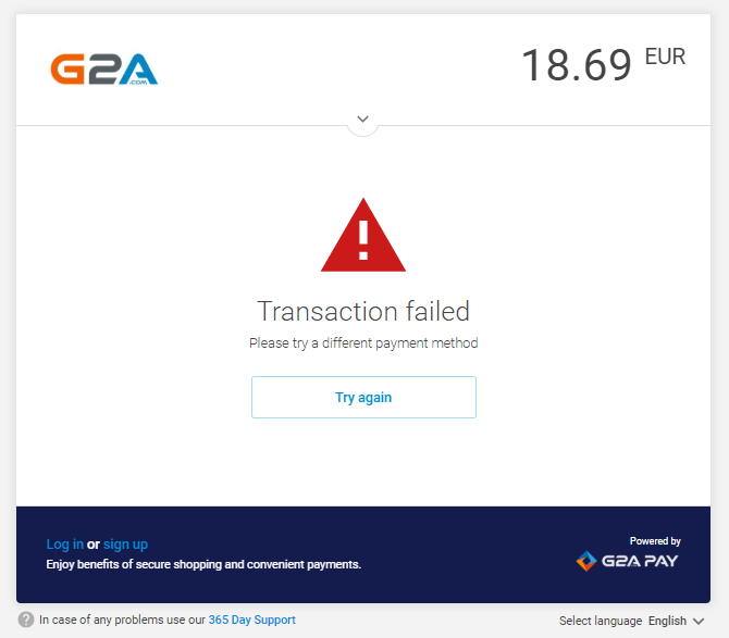 g2a rejecting payment