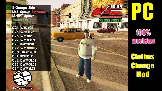 change clothes cheat gta san andreas