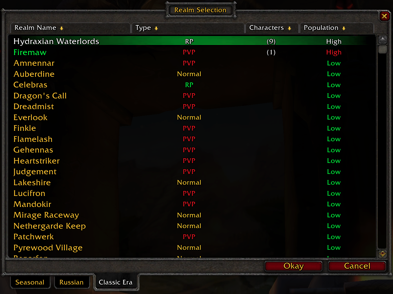 servers classic wow