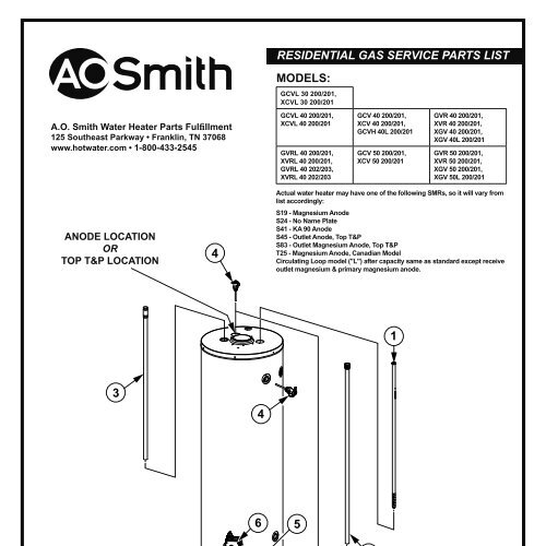 ao smith water heater parts