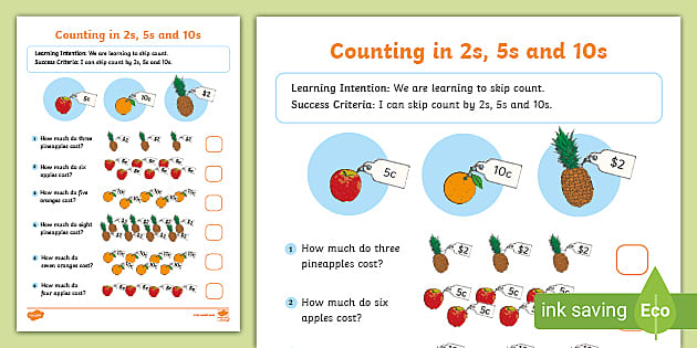 counting in 2s 5s and 10s worksheet