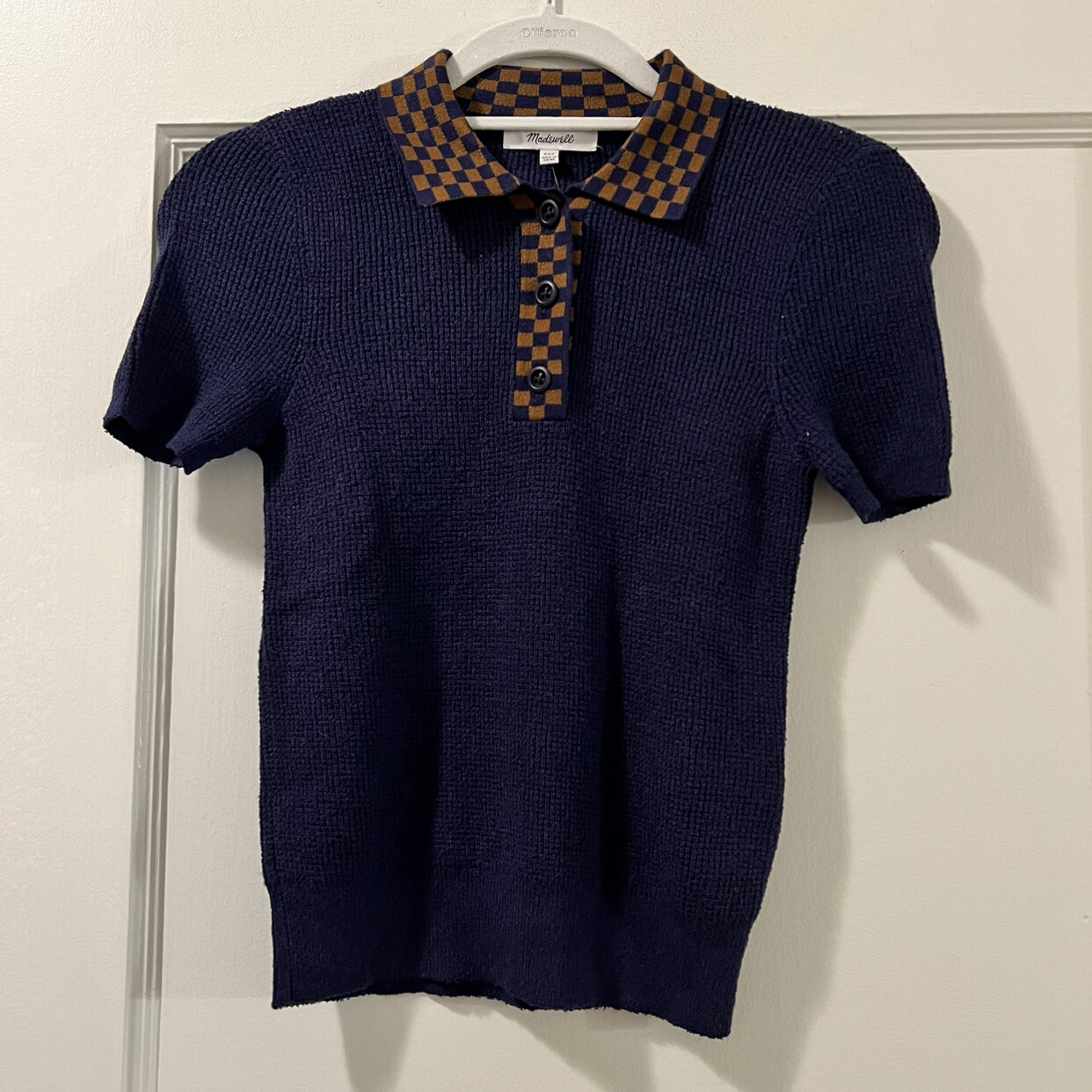 madewell boucle sweater polo tee