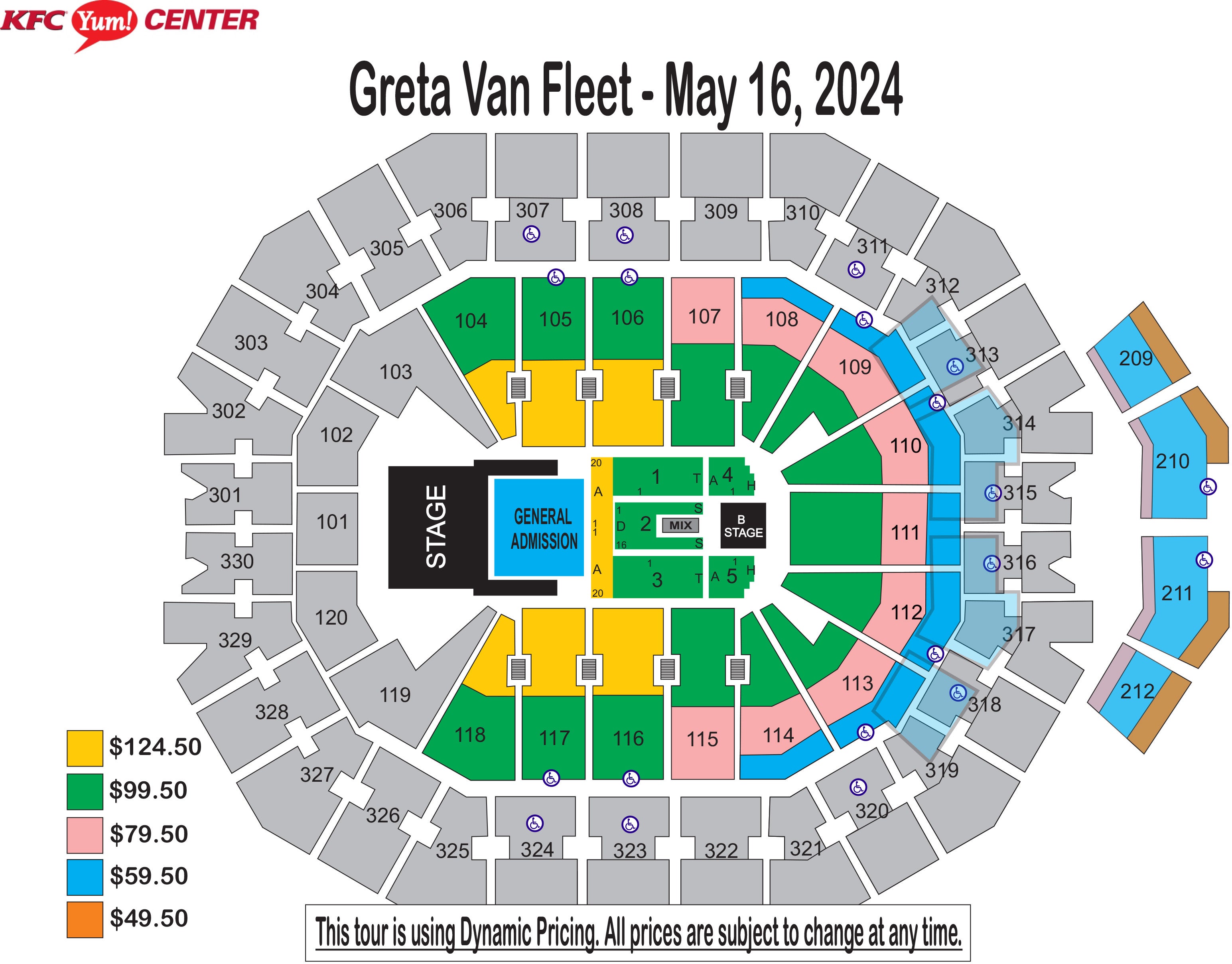 yum center seating chart with seat numbers