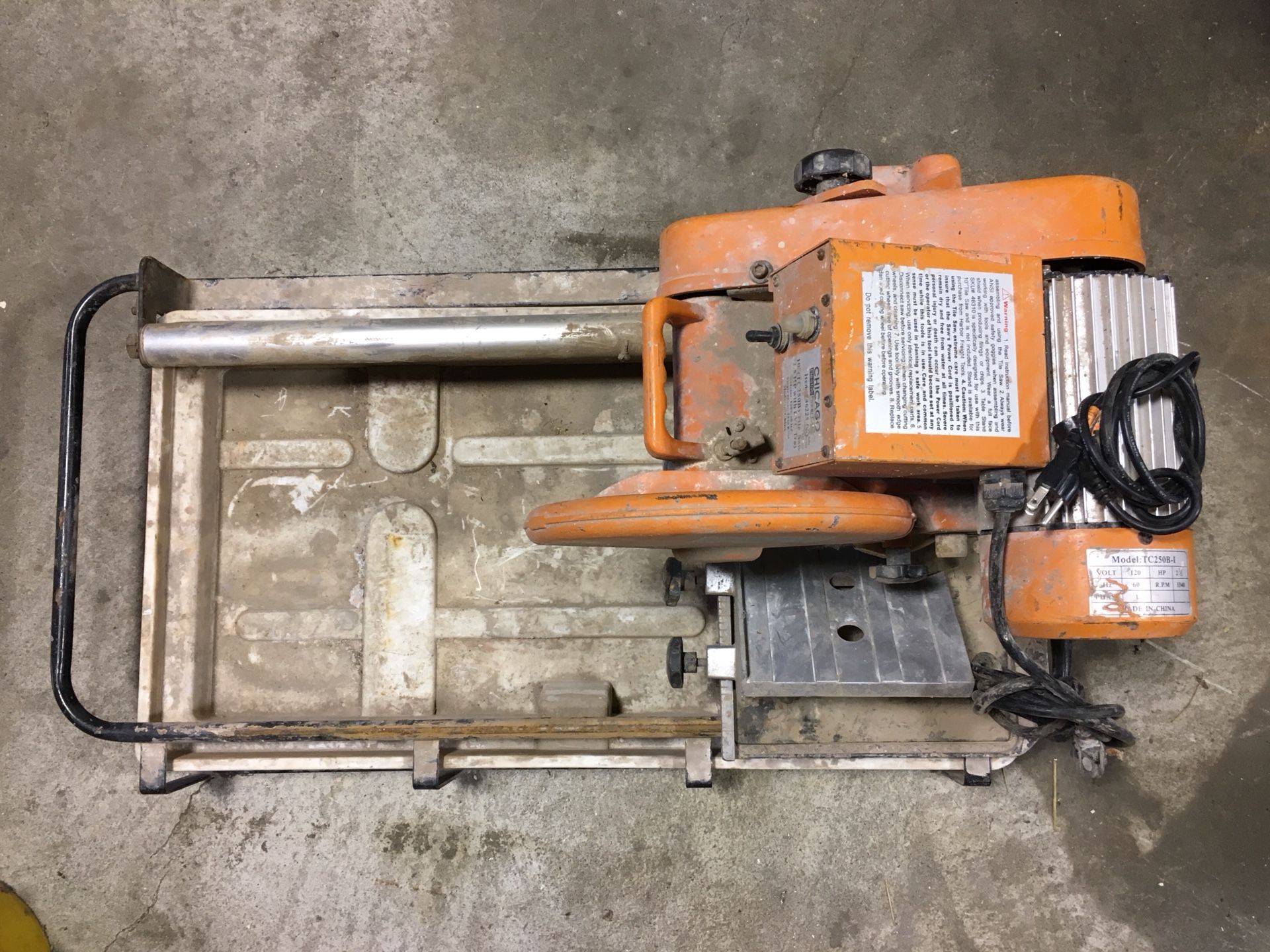 chicago electric tile saw parts