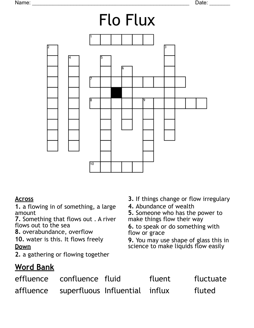 flows out crossword