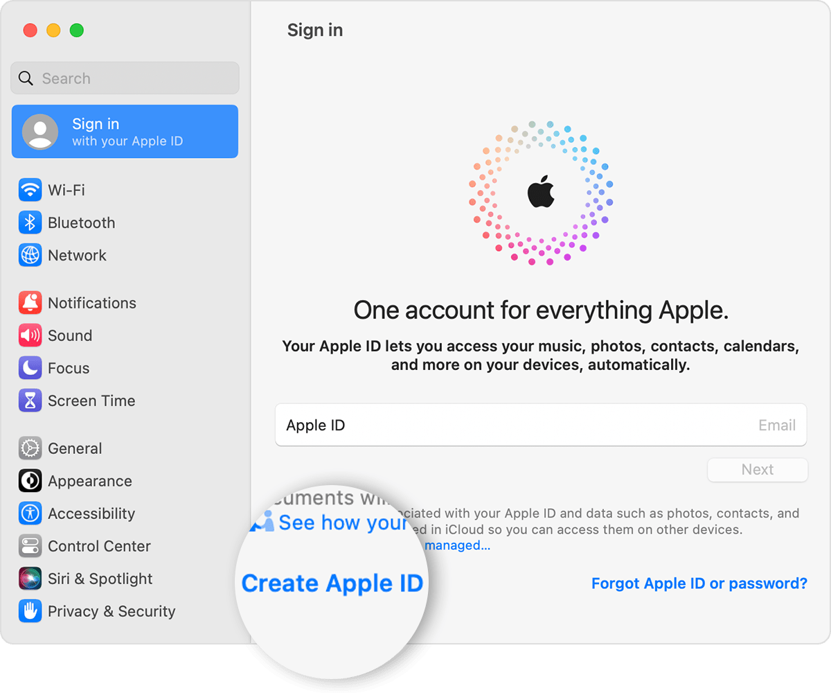 create apple id account