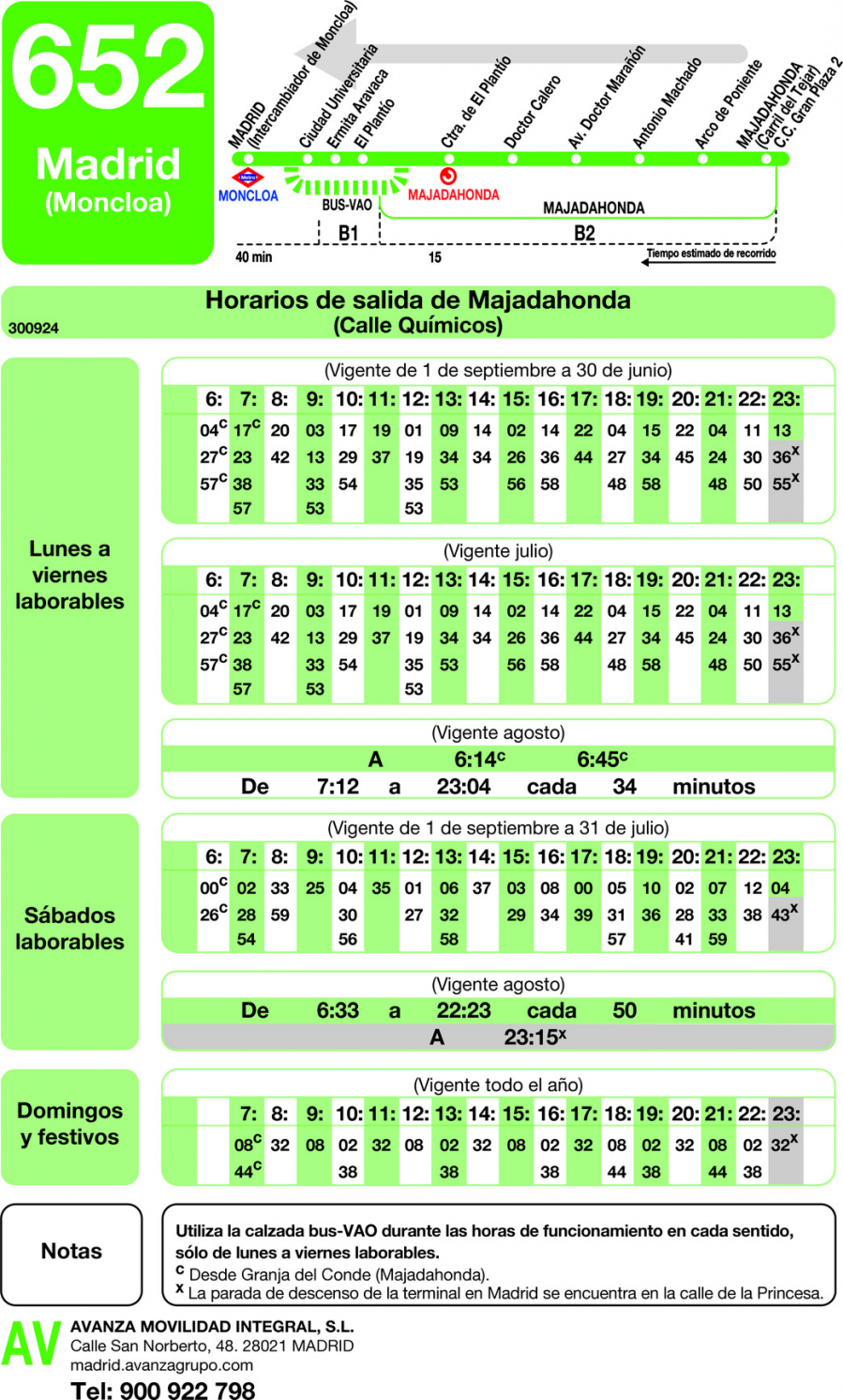 horario bus 652