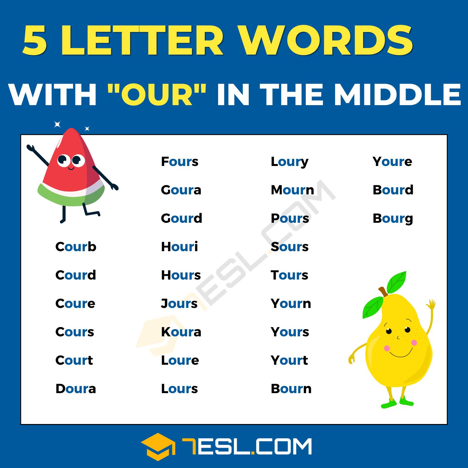 five letter word with oun in middle