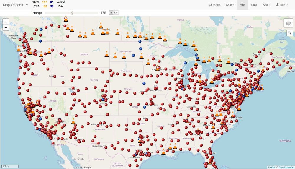 tesla supercharger locations