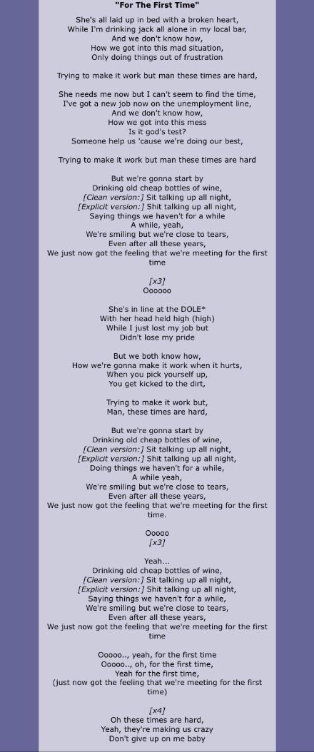 the first time song lyrics