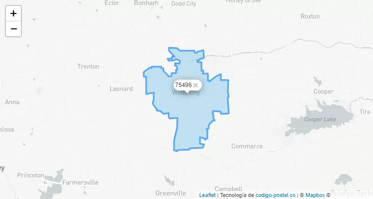 wolfe city tx zip code