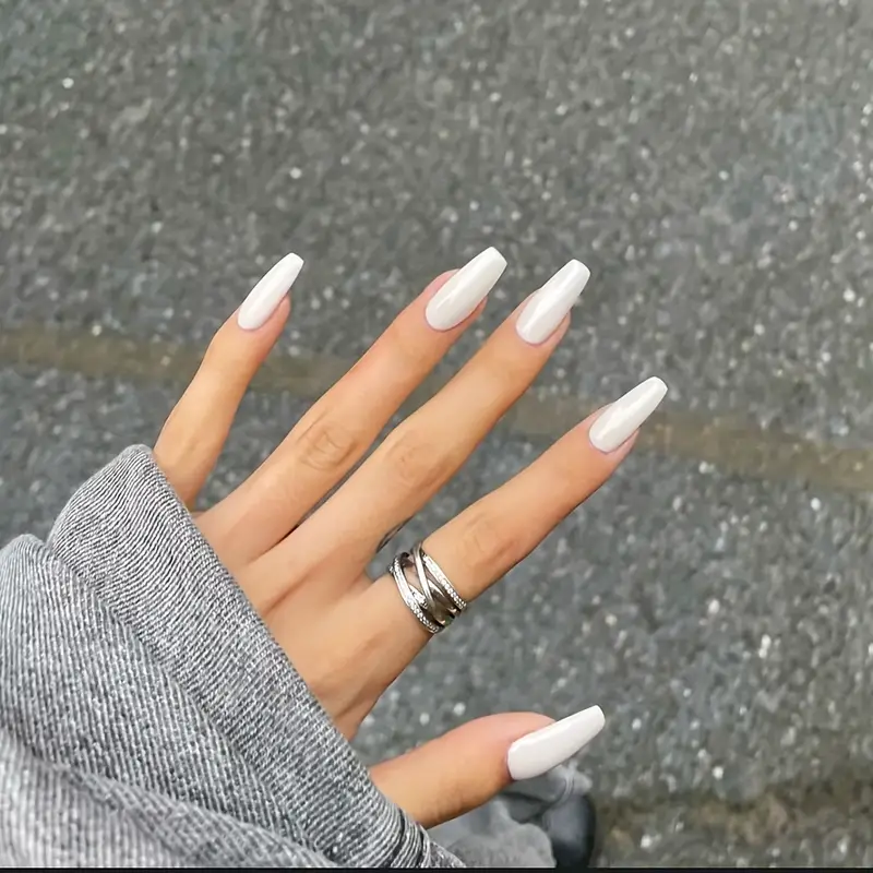 white acrylic nails