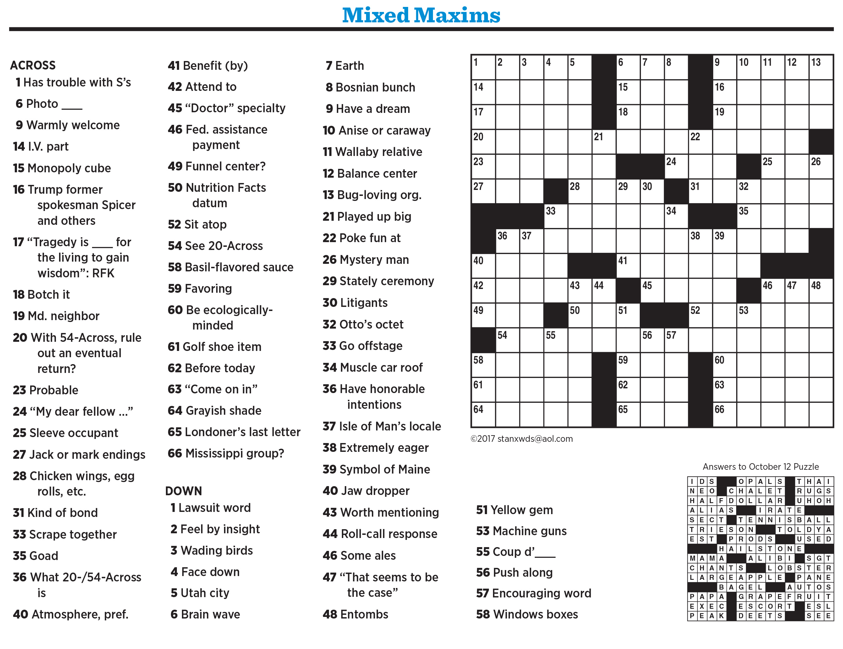 maxims crossword