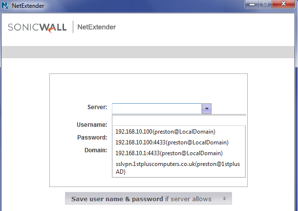 sonicwall net extender