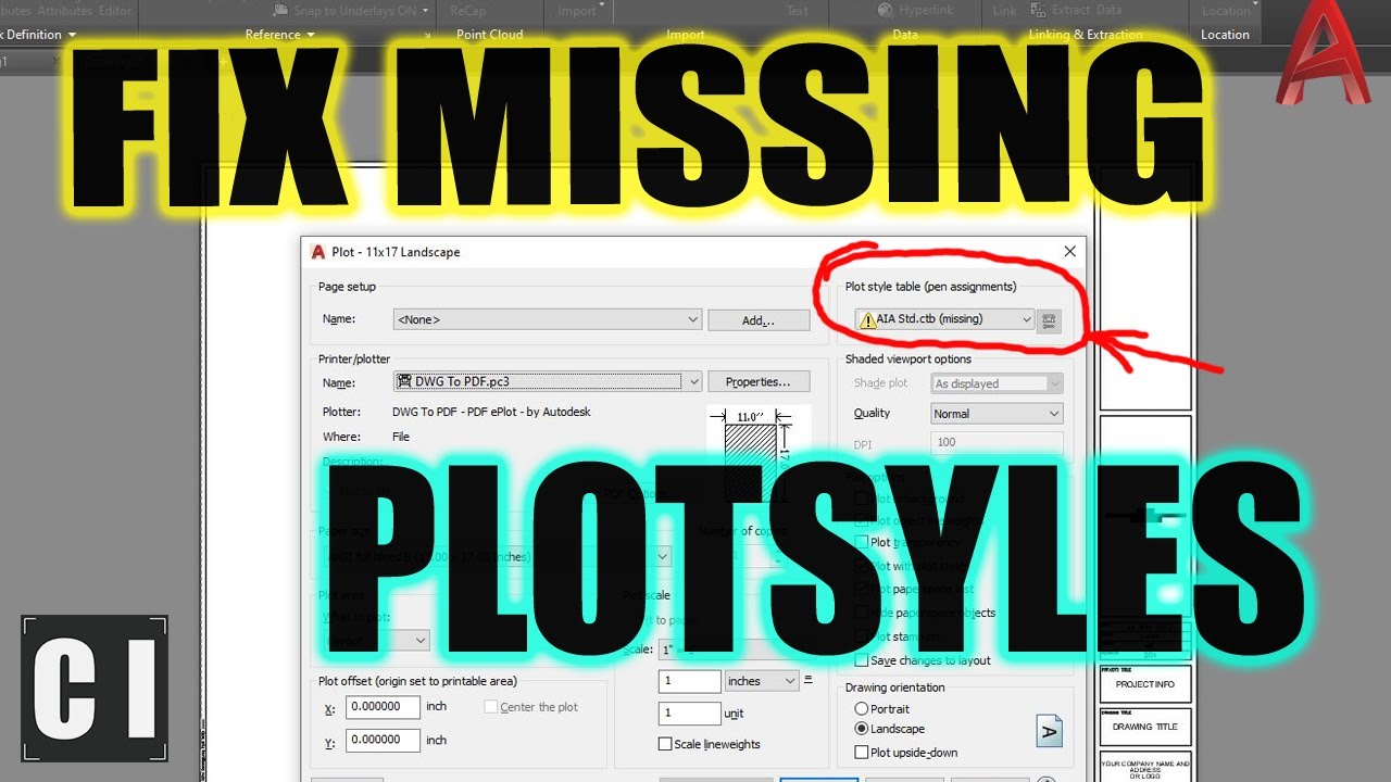 missing plot style autocad