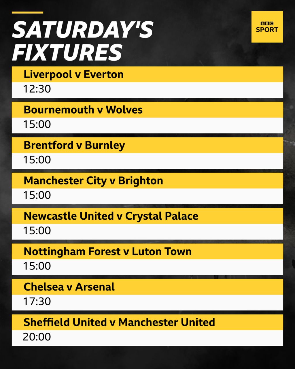 bbc premier league fixtures