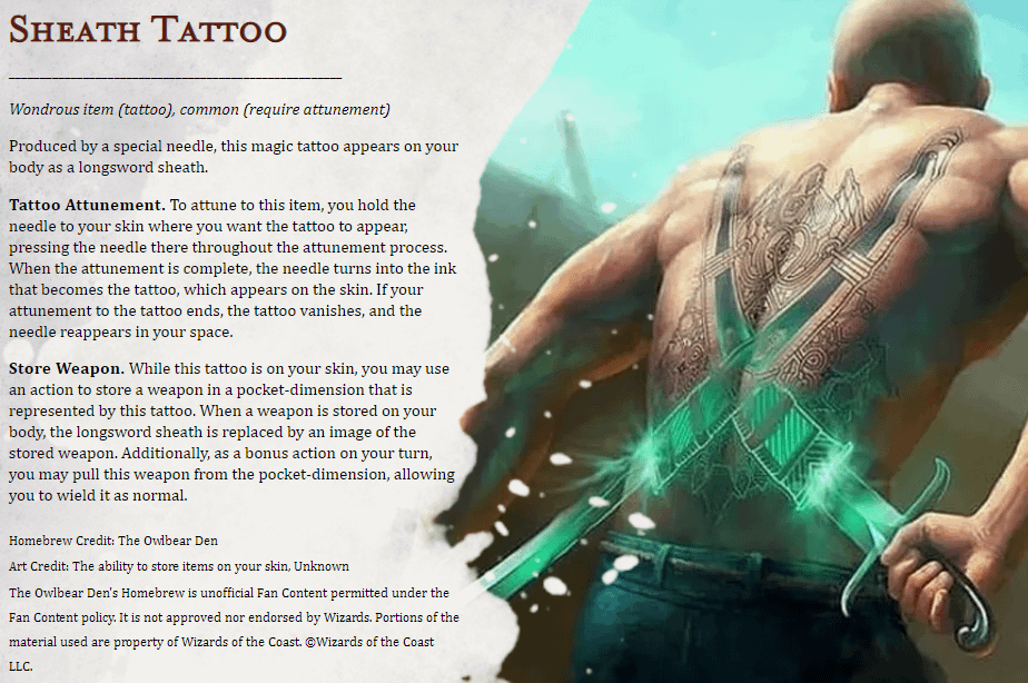 magical tattoos 5e