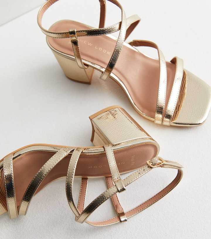 gold strappy sandals mid heel