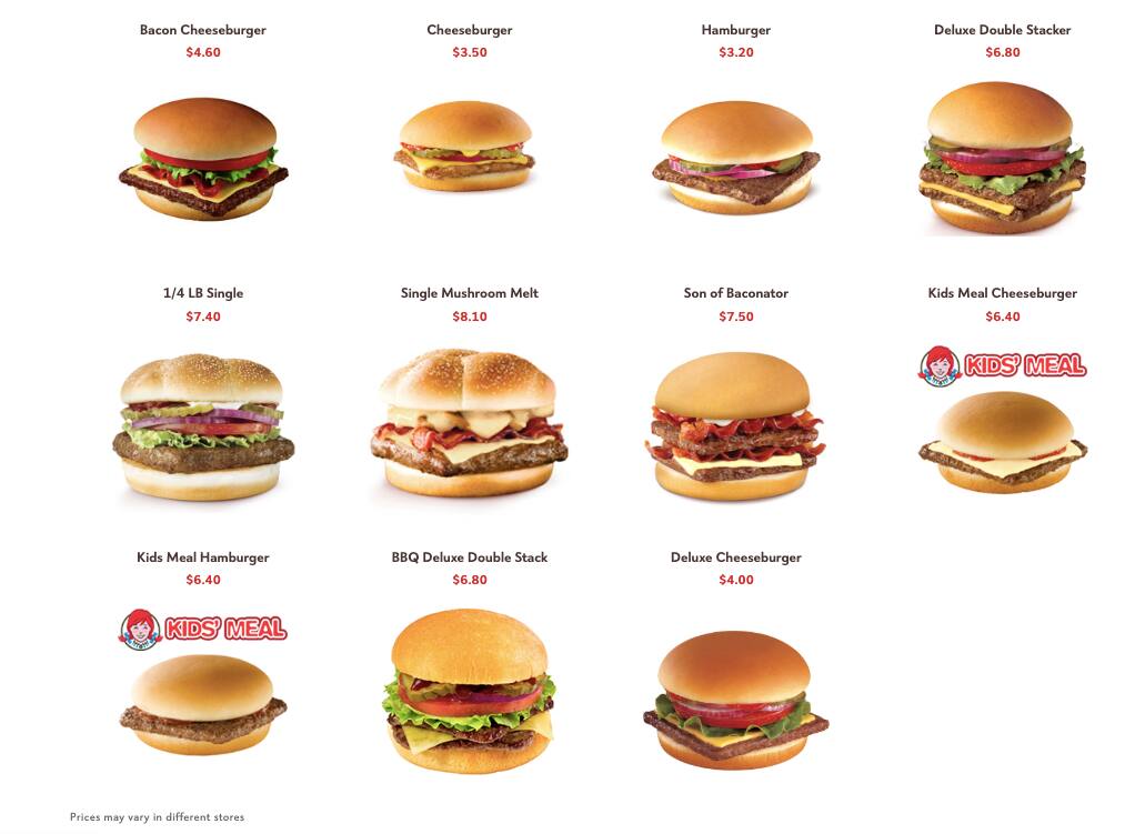 wendys hamilton menu