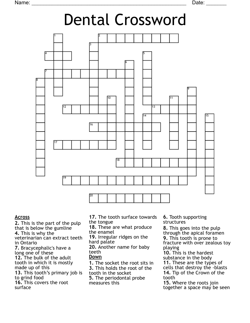 dental appliance crossword clue