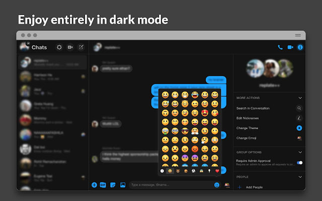 messenger dark mode chrome