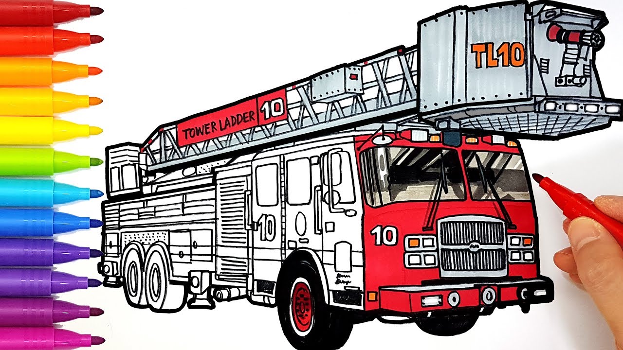 realistic fire truck drawing