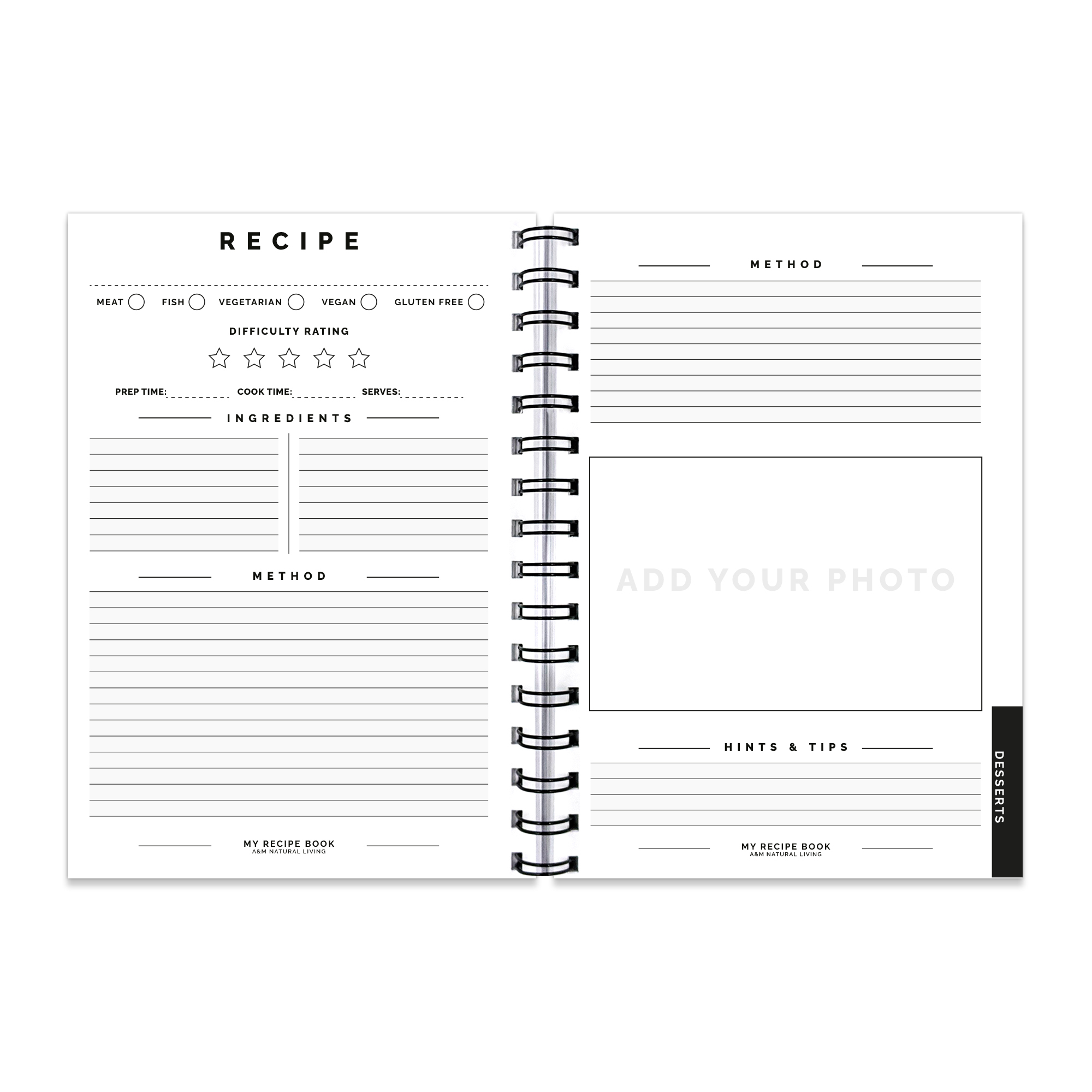 blank recipe book