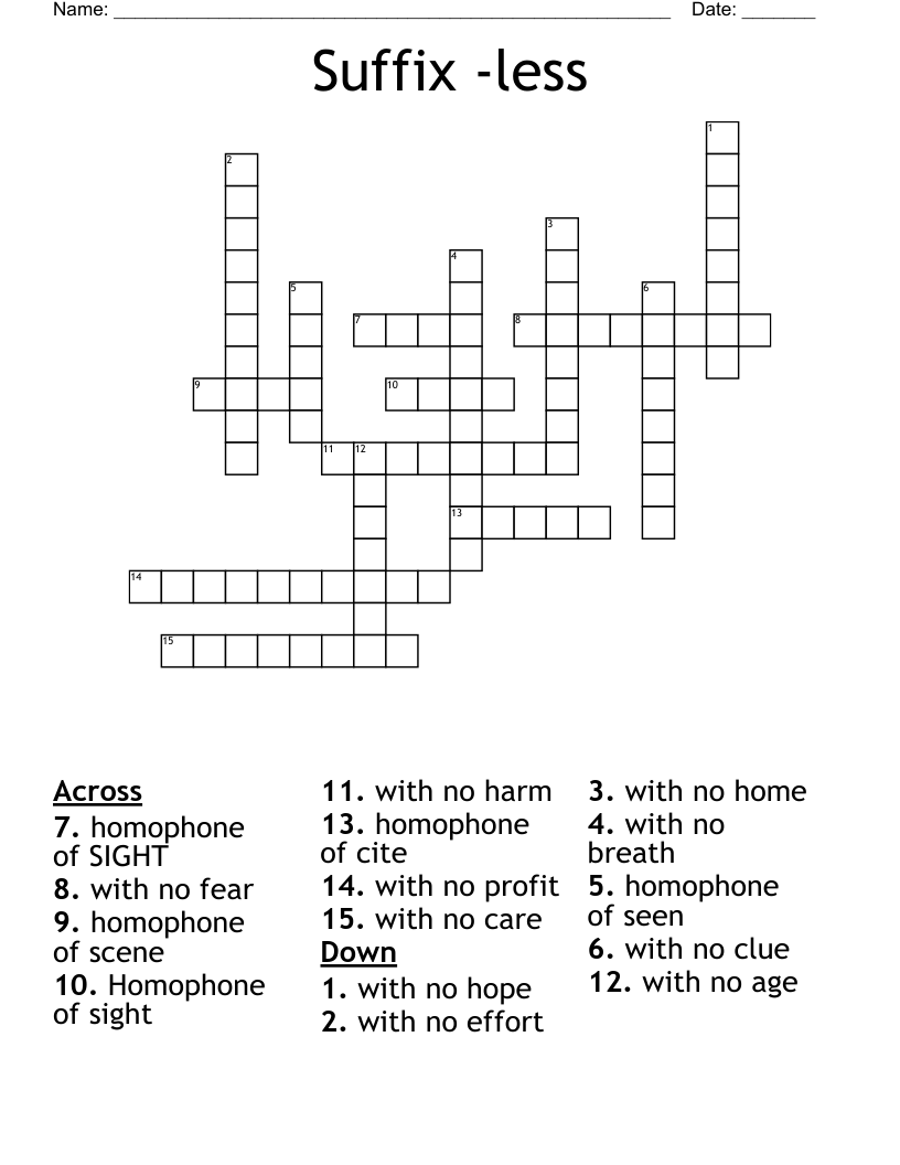 crossword clue diminutive suffix