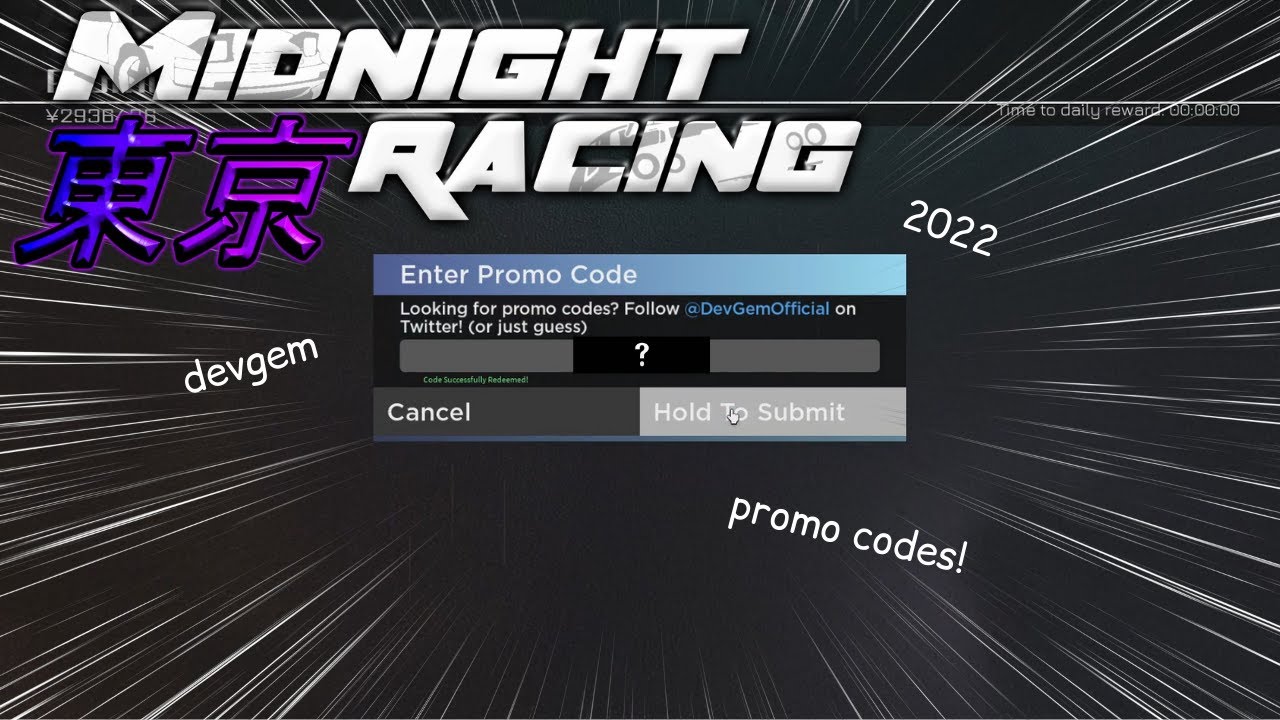 midnight racing tokyo codes