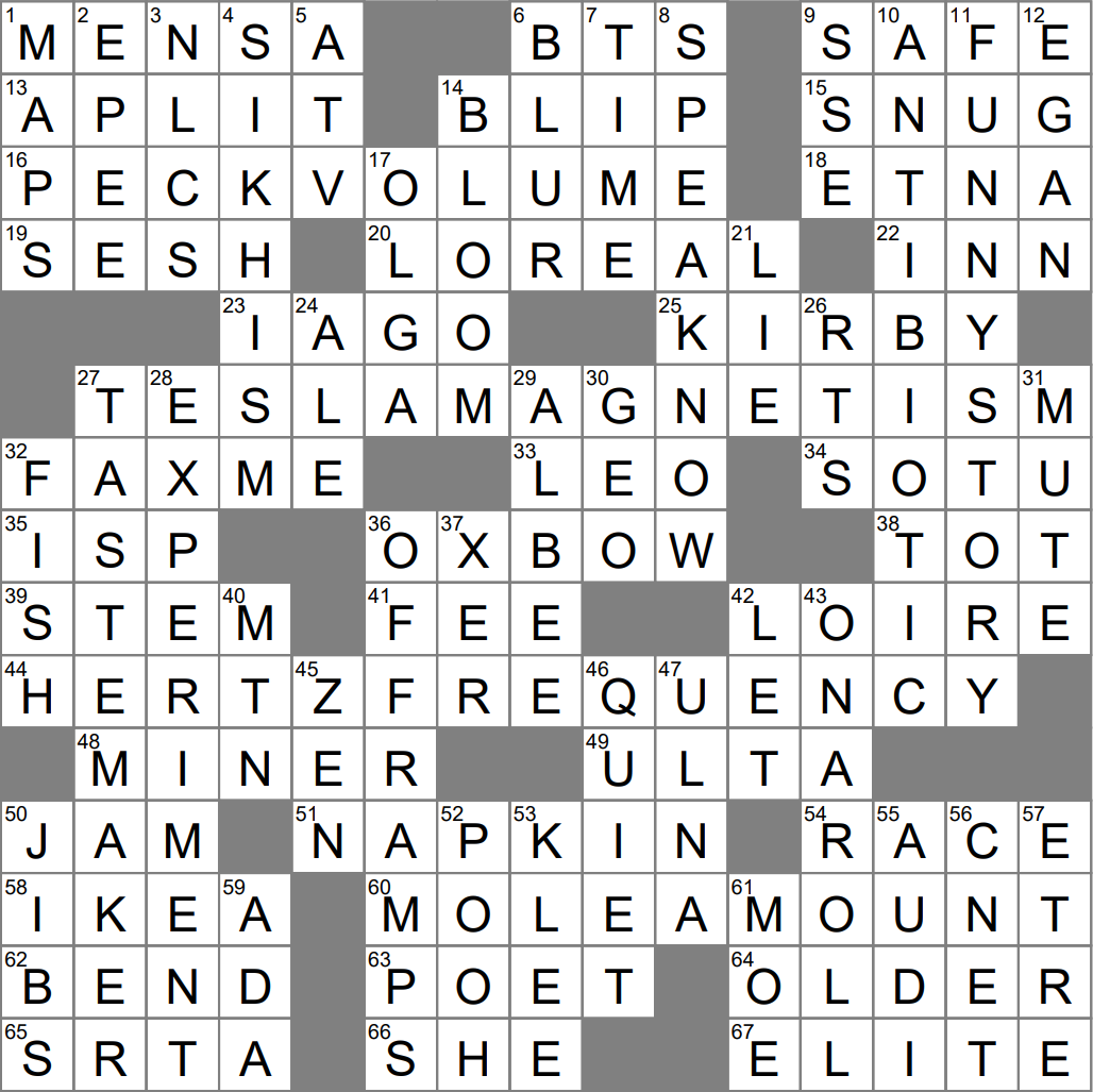 tesla rival wsj crossword clue