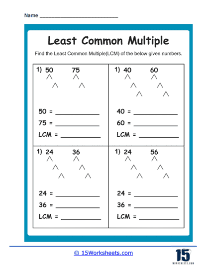 finding lcm worksheet