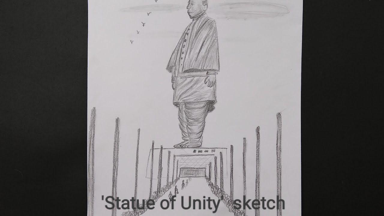 statue of unity drawing easy