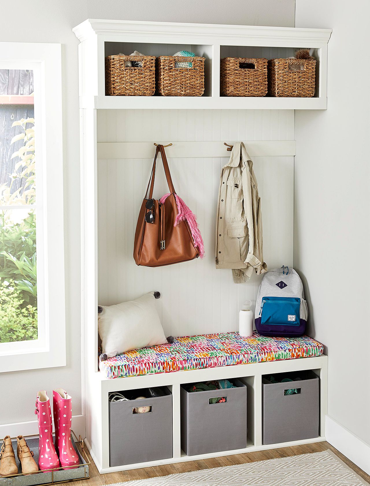 small mudroom bench with storage