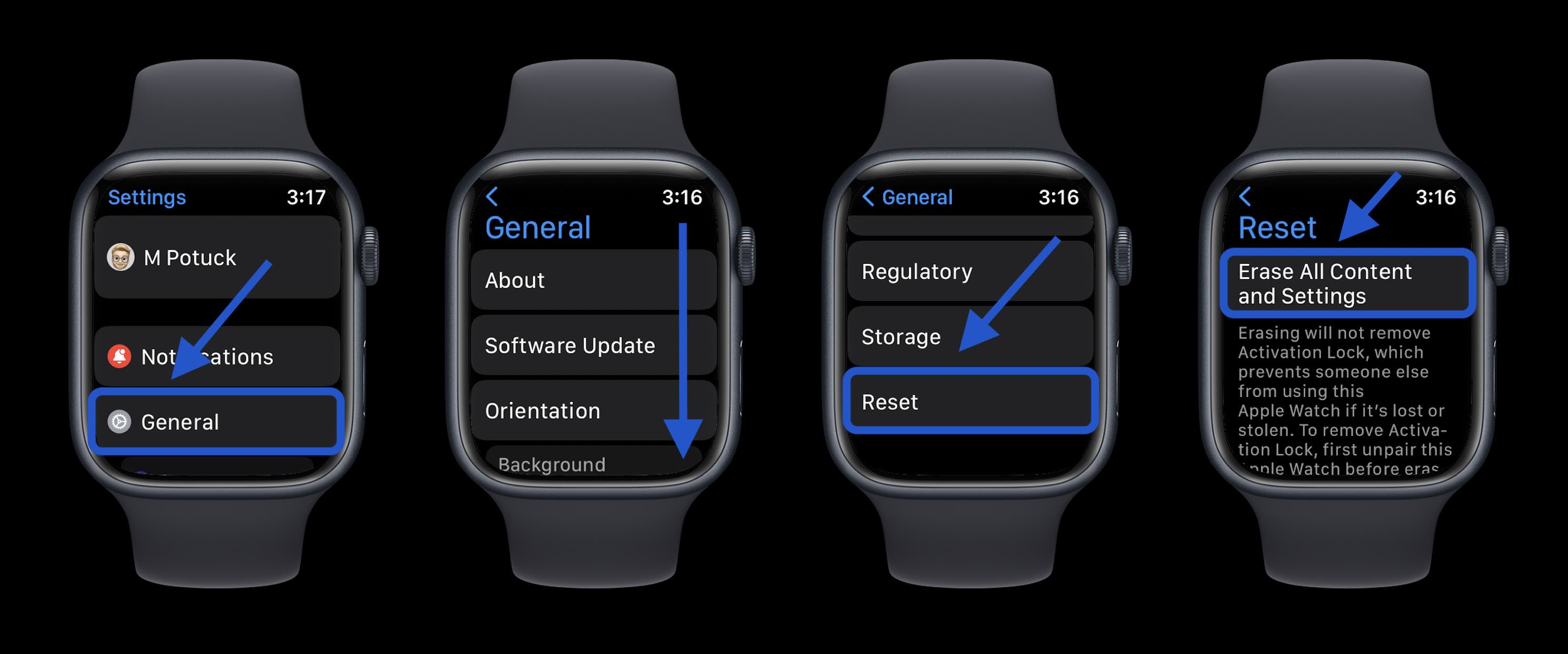 resetting apple watch