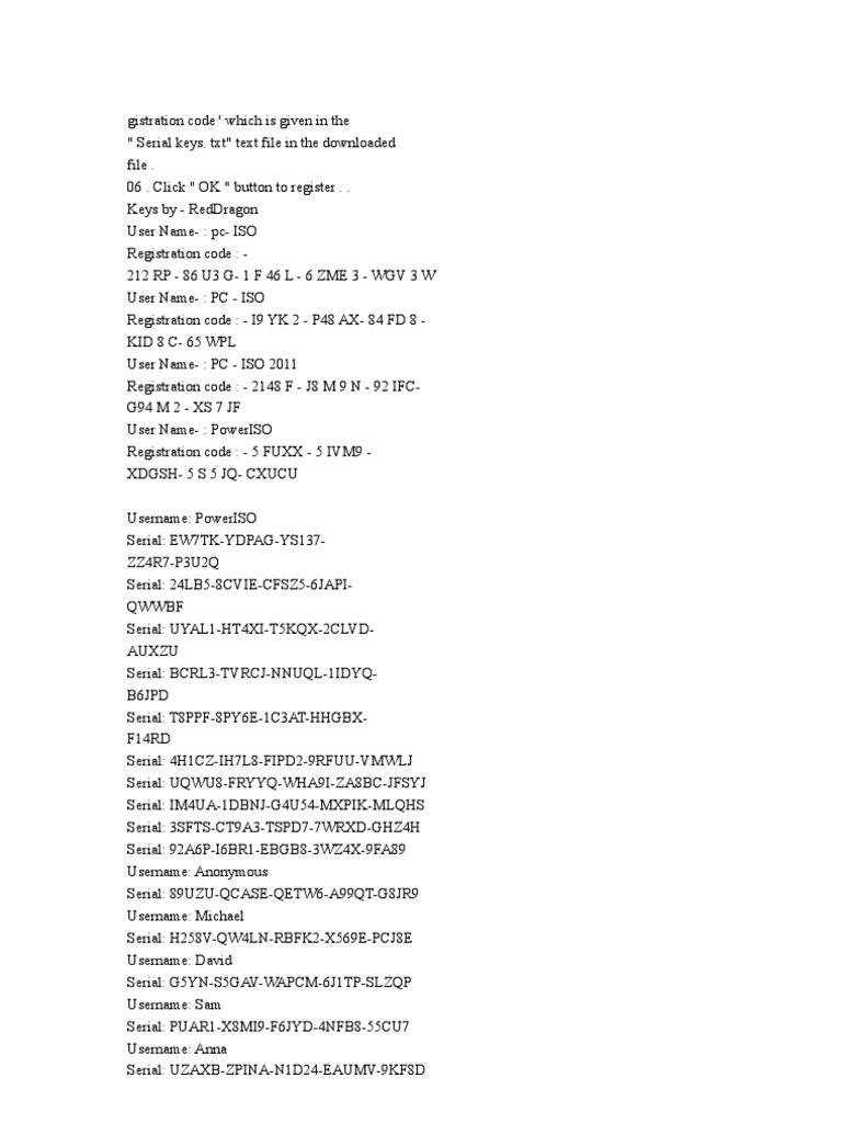 poweriso registration code