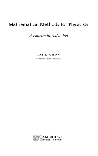 mathematical methods for physicists tai l chow pdf