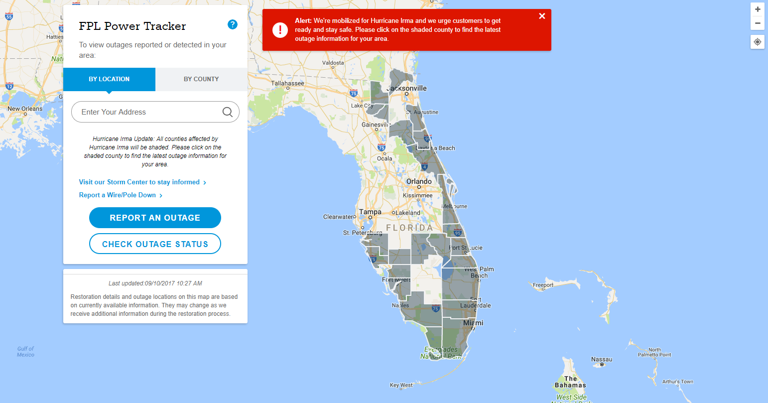 fpl check power outage